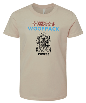 Custom Printed Apparel | Woof Pack Holiday 2025 - Youth Tan T-Shirt (CHOOSE YOUR DOG) - Woof Pack W25 - 18763