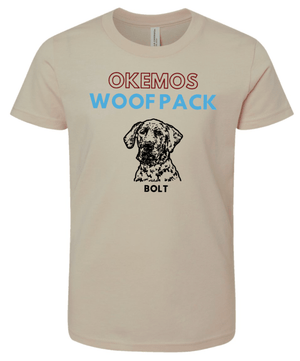 Custom Printed Apparel | Woof Pack Holiday 2025 - Youth Tan T-Shirt (CHOOSE YOUR DOG) - Woof Pack W25 - 18763
