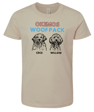 Custom Printed Apparel | Woof Pack Holiday 2025 - Youth Tan T-Shirt (CHOOSE YOUR DOG) - Woof Pack W25 - 18763