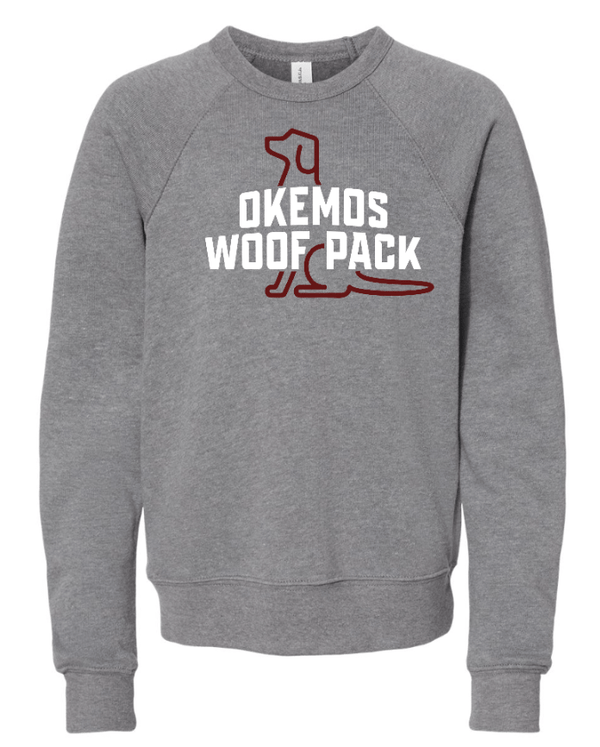 Custom Apparel - Screen Printing - Woof Pack Holidays - Youth Sponge Fleece Crewneck - Woof Pack Holidays - 16953