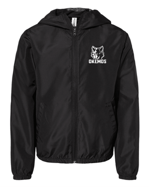 Custom Printed Apparel | Youth Custom Jacket - Black Windbreaker | Kinawa Middle School - Kinawa - 19332