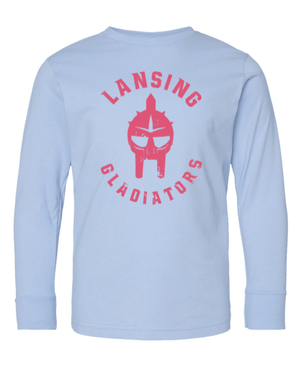 Custom Printed Apparel | Youth Custom T-Shirt - Blue Long Sleeve | Lansing Gladiators - Lansing Gladiators - 19512