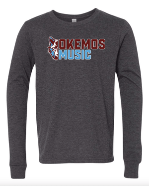Custom Printed Apparel | Youth Custom T-Shirt - Dark Heather Grey Long Sleeve | Okemos Music - Okemos Music - 19158