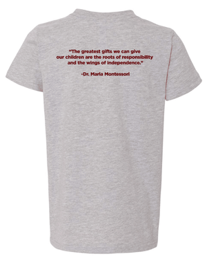 Custom Printed Apparel | Youth Custom T-Shirt - Grey Heather | Okemos Public Montessori - OPM Spring - 19289