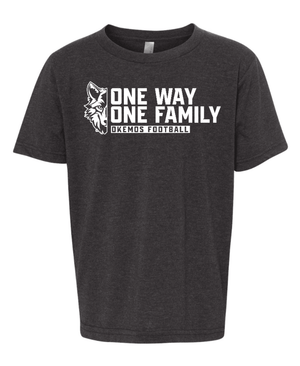 Custom Printed Apparel | Youth Custom T-Shirt - One Way One Family | Okemos Football - Okemos Football - 19518