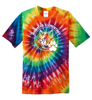 Custom Printed Apparel | Youth Custom T-Shirt - Rainbow Tie Dye | Hiawatha Elementary - Hiawatha - 19349