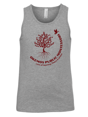 Custom Printed Apparel | Youth Custom Tank Top - Grey Heather | Okemos Public Montessori - OPM Spring - 19289