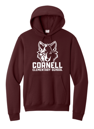 Custom Printed Apparel | Youth Hoodie - Maroon | Cornell Elementary Spirit Wear - Cornell Elementary