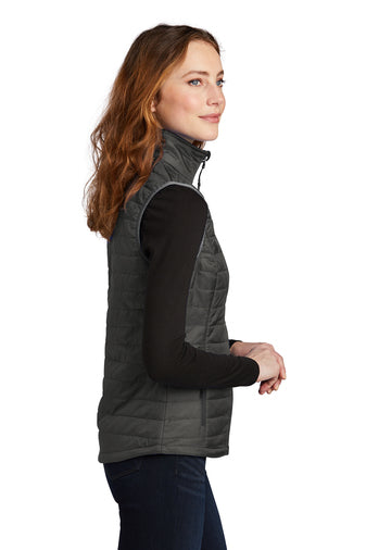 Okemos Staff - Grey Women's Puffy Vest w/White Embroidery