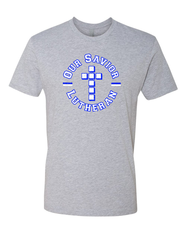 Our Savior Lutheran Short Sleeve T-shirt Circle (Gray)