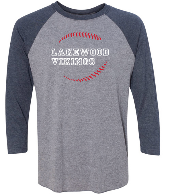 Lakewood Youth Baseball/Softball - Adult 3/4 Sleeve T-shirt