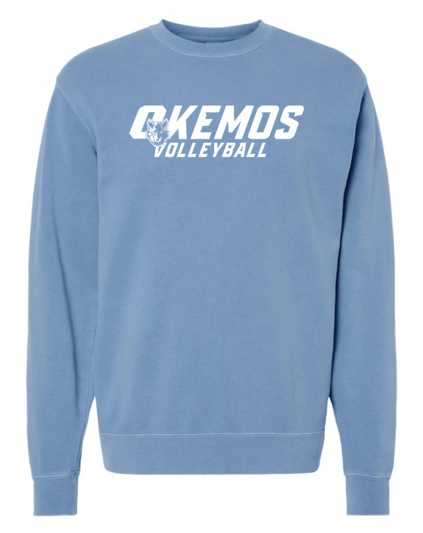 Okemos Volleyball - Light Blue Crewneck Sweatshirt w/White Print