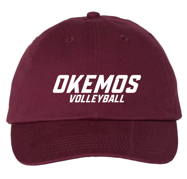 Okemos Volleyball - Maroon Classic Dad Cap w/White Embroidery