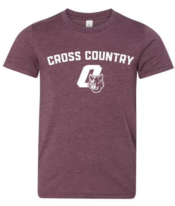 Okemos Cross Country - Youth Heather Maroon Unisex Shirt Cross Country Design
