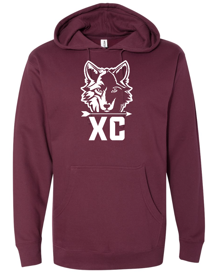 Okemos Cross Country - Maroon Unisex Hooded Sweatshirt w/XC Wolf Head ...