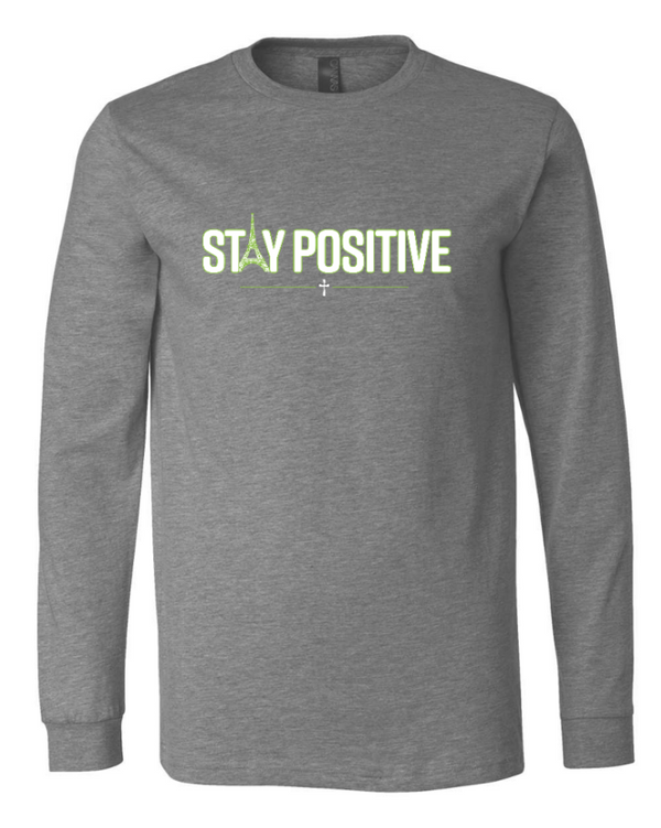 Stay Positive - Youth Long Sleeve T-shirt (Blue, Grey)