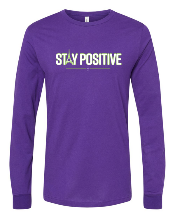 Stay Positive - Adult Long Sleeve T-shirt (Blue, Purple, Grey)