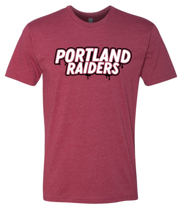 Portland Schools - Portland Raiders Drip Adult Unisex Cardinal T-Shirt