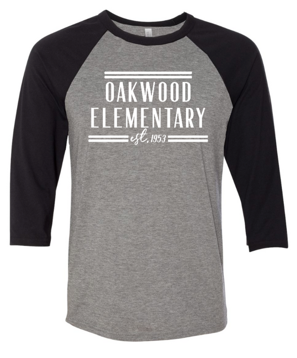 Oakwood Elementary - Est. 1953 Baseball 3/4 Shirt