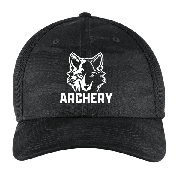 Okemos Archery - New Era Black Camo Embroidered Fitted Trucker Hat