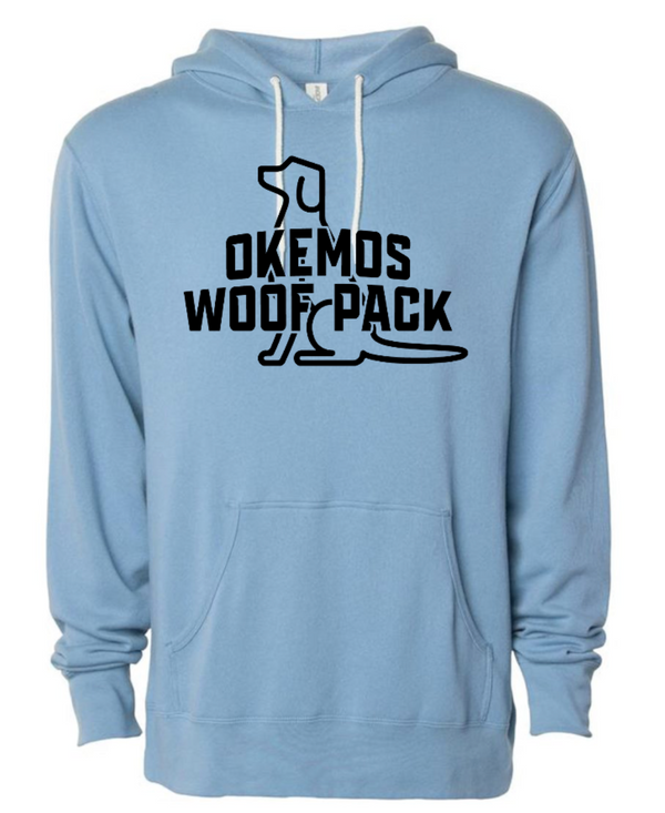 Okemos Woof Pack - Unisex Lightweight Hoodie - Blue