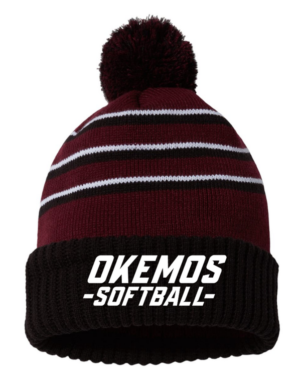 Okemos Softball – Stripe Pom Cuffed Beanie