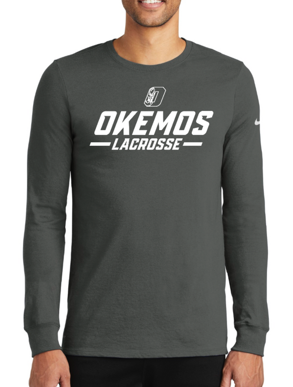 Okemos Lacrosse - Nike - Dri-FIT Cotton/Poly Long Sleeve Tee - Anthracite