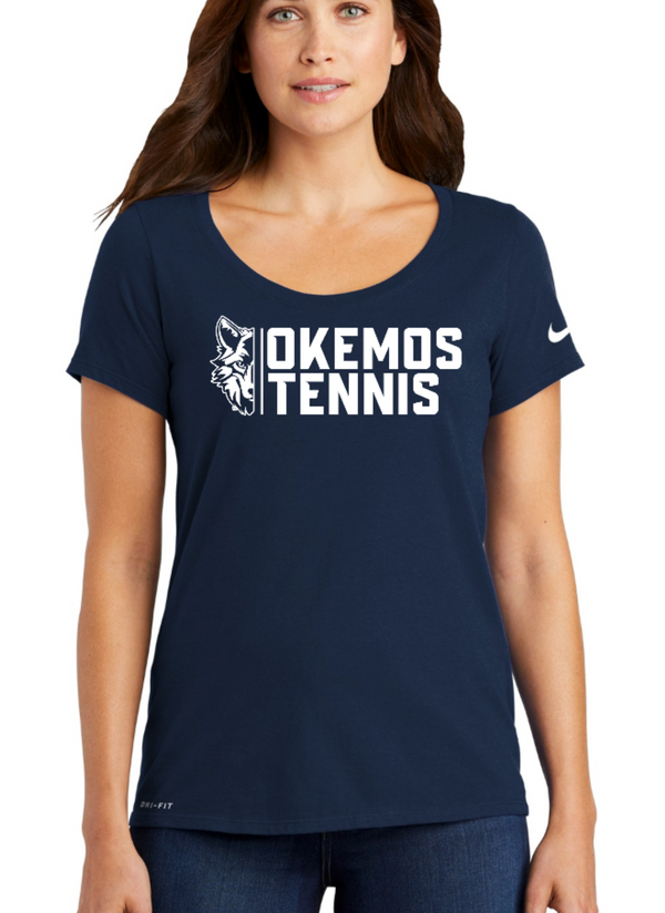 Okemos Tennis - Nike - Ladies Dri-FIT Cotton/Poly Scoop Neck Tee