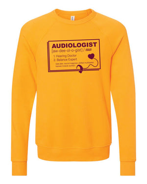 Custom Apparel - Screen Printing - CMU Audiology Definition - Unisex Crew Neck Sweatshirt - T-Shirt - Central Michigan University - Audiology
