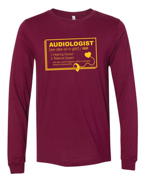 Custom Apparel - Screen Printing - CMU Audiology Definition - Unisex Long Sleeve T-Shirt - Long Sleeve - Central Michigan University - Audiology