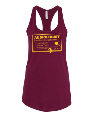 Custom Apparel - Screen Printing - CMU Audiology Definition - Women's Racerback Tank Top - Tank Top - Central Michigan University - Audiology