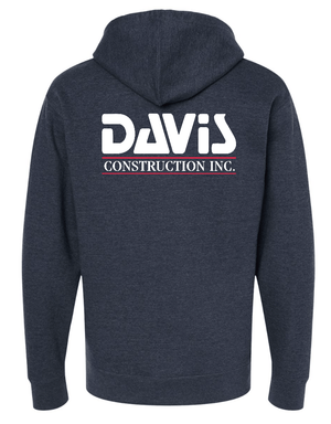 Custom Apparel - Screen Printing - Davis Construction - Hooded Zippered Sweatshirt - Davis Construction