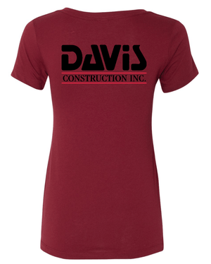 Custom Apparel - Screen Printing - Davis Construction - Women's V - neck T-shirt - Davis Construction
