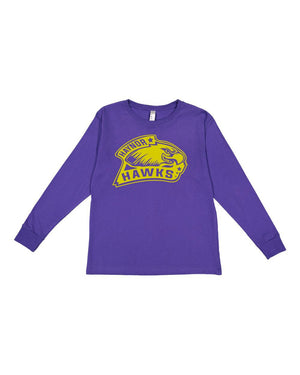 Custom Apparel - Screen Printing - Haynor Hawks - Purple Youth Long Sleeve - Youth Long Sleeve - Haynor Hawks