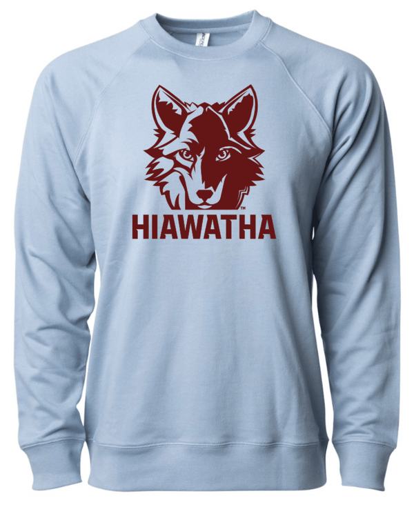 Custom Apparel - Screen Printing - Hiawatha PTO - Adult Lightweight Loopback Terry Crewneck Sweatshirt - Hiawatha PTO
