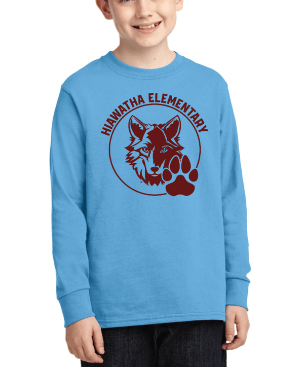 Custom Apparel - Screen Printing - Hiawatha PTO - Youth Unisex Blue Long Sleeve T-Shirt - Hiawatha PTO