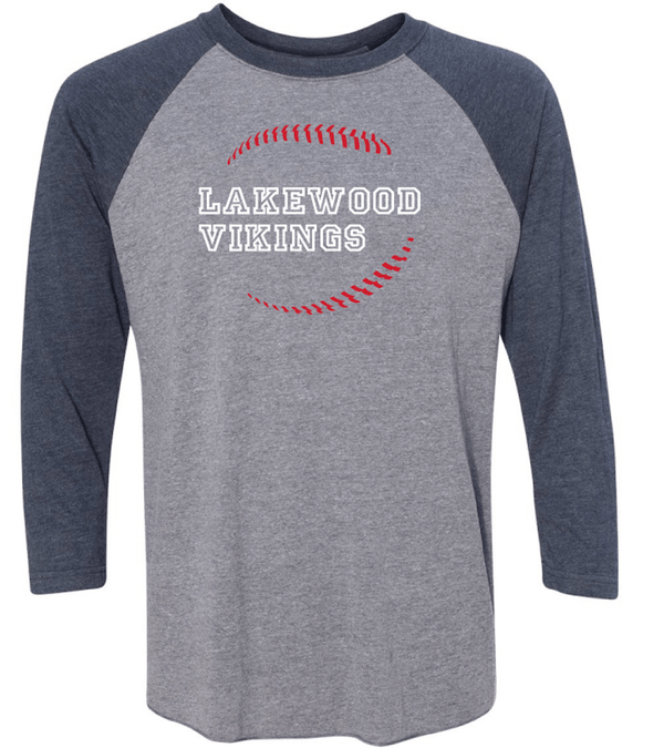 Custom Apparel - Screen Printing - Lakewood Youth Baseball/Softball - Adult 3/4 Sleeve T-shirt - Lakewood Youth Baseball