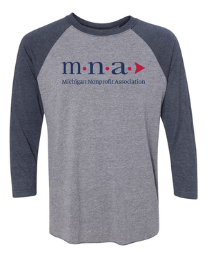 Custom Apparel - Screen Printing - Michigan Nonprofit Association 3/4 Sleeve Baseball T-shirt - Michigan Non - Profit Association