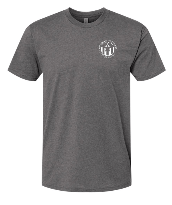 Custom Apparel - Screen Printing - Michigan Veterans Affairs Agency - Unisex Grey Badge Logo T-Shirt - Michigan Veterans Affairs Agency
