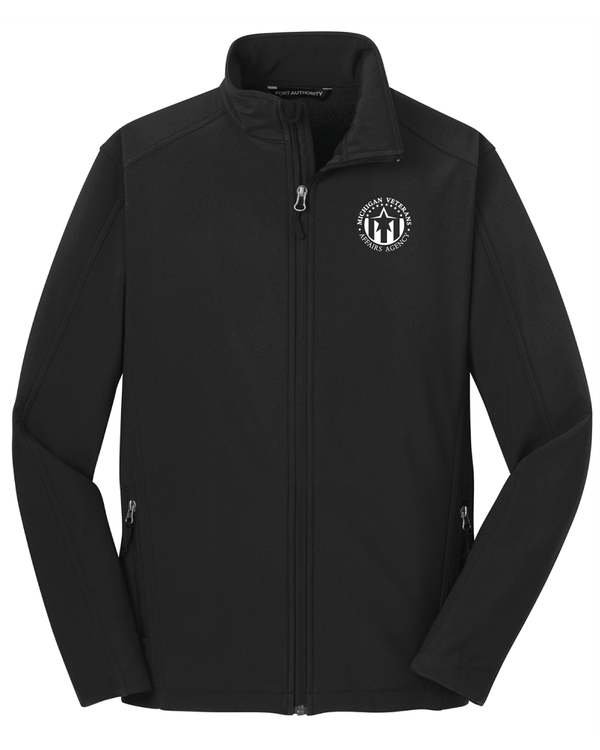 Custom Apparel - Screen Printing - Michigan Veterans Affairs Agency - Unisex Softshell Jacket - J317 - Black - MVAA