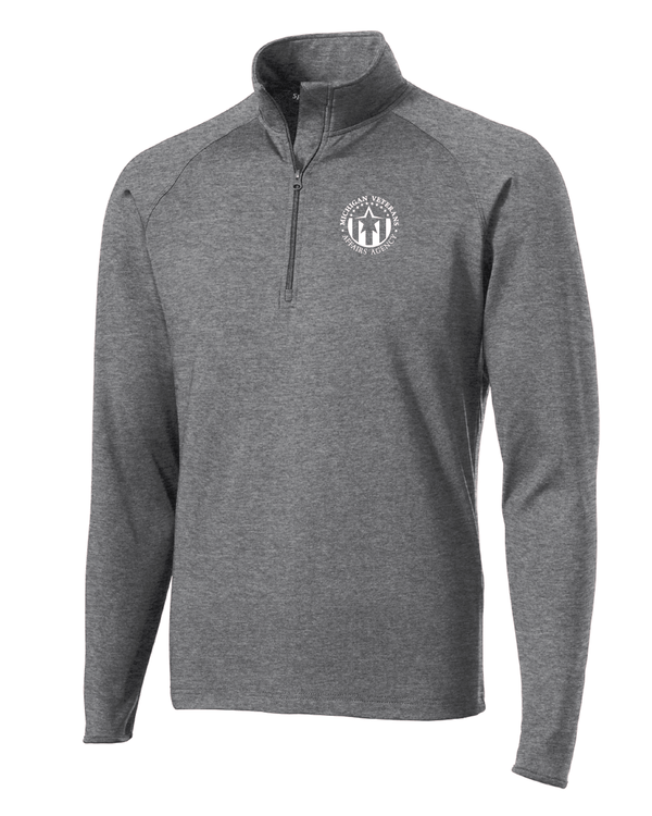 Custom Apparel - Screen Printing - Michigan Veterans Affairs Agency - Unisex Stretch Quarter Zip Pullover - Charcoal - ST850 - Charcoal - MVAA