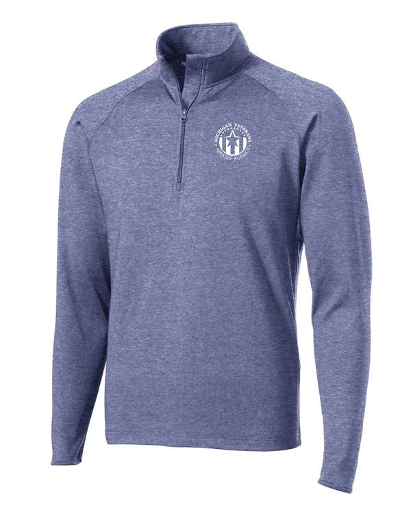 Custom Apparel - Screen Printing - Michigan Veterans Affairs Agency - Unisex Stretch Quarter Zip Pullover - Heather Navy - ST850 - MVAA