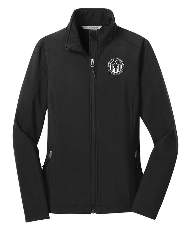 Custom Apparel - Screen Printing - Michigan Veterans Affairs Agency - Women's Softshell Jacket - L317 Black - MVAA