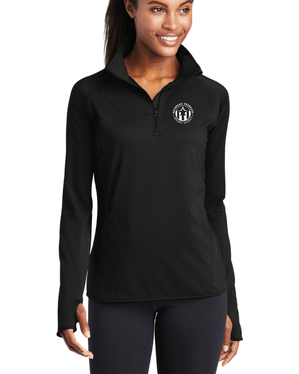 Custom Apparel - Screen Printing - Michigan Veterans Affairs Agency - Women's Stretch Quarter Zip Pullover - Black - LST850 - MVAA