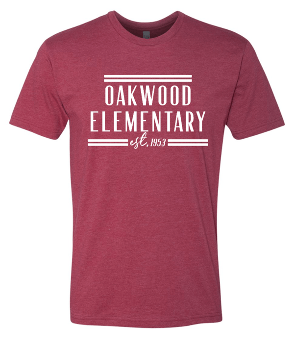 Custom Apparel - Screen Printing - Oakwood Elementary - Est. 1953 Cardinal T-Shirt - Oakwood Elementary