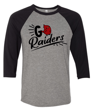 Custom Apparel - Screen Printing - Oakwood Elementary - Go Raiders Baseball 3/4 Shirt - Oakwood Elementary