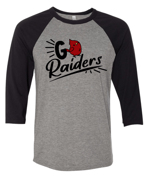 Custom Apparel - Screen Printing - Oakwood Elementary - Go Raiders Baseball 3/4 Shirt - Oakwood Elementary
