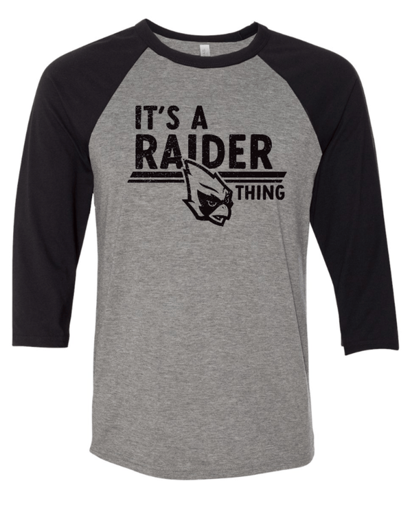Custom Apparel - Screen Printing - Oakwood Elementary - It's a Raiders Thing Baseball 3/4 Shirt - Oakwood Elementary