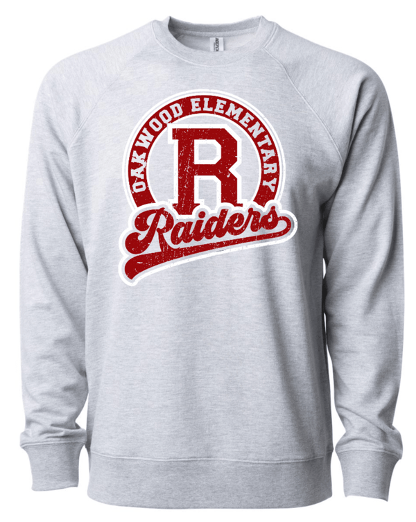 Custom Apparel - Screen Printing - Oakwood Elementary - Raiders Vintage Lightweight Sweatshirt - Oakwood Elementary