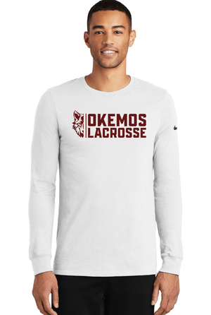 Custom Apparel - Screen Printing - OHS Lacrosse - Nike - Dri - FIT Cotton/Poly Long Sleeve Tee - White - OHS Lacrosse